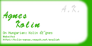 agnes kolin business card